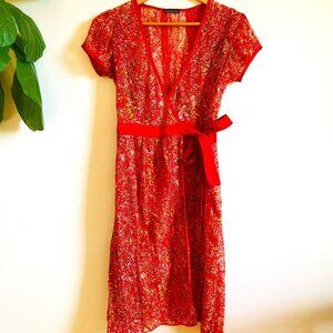 Gorgeous Light Sheer Wrap Dress with Satin Trim and Bow